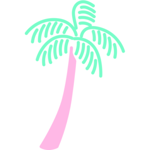 Pink and green palm tree image representative of the Producing Paradise brand