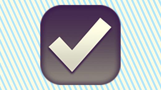 A duotoned dark purple and beige version of the Apple 'ballot box' emoji, in front of a light blue striped background