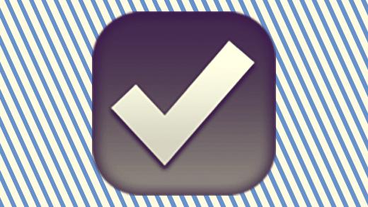 A duotoned dark purple and beige version of the Apple 'ballot box' emoji, in front of a dark blue striped background