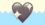 A duotoned dark purple and beige version of the Apple sparkling heart emoji, in front of a light blue zig zag shape across the bottom