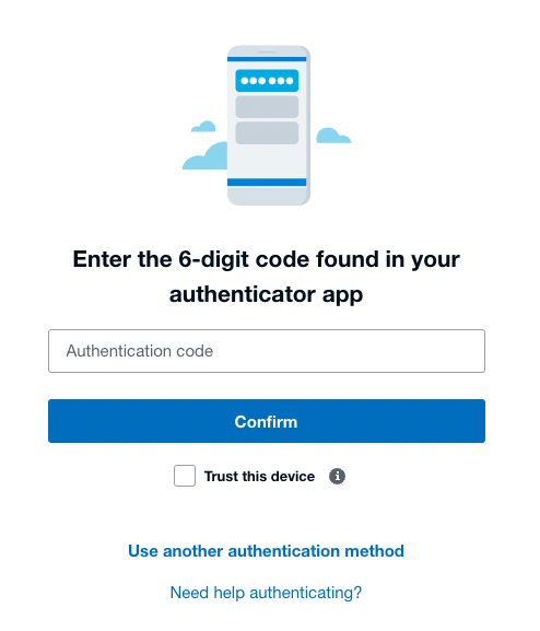 Screenshot of the Xero two factor authentication code request screen