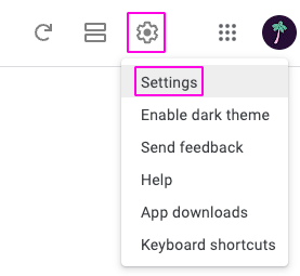 Google Keep settings menu