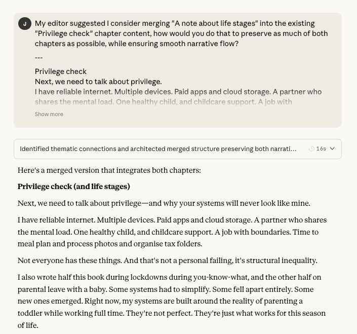 Claude AI's response to my editorial request